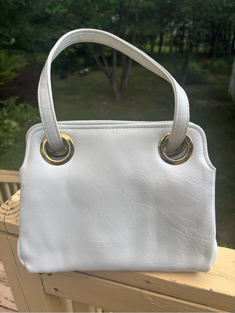 Vintage Julius Resnick White Shoulder Bag Mod Grommet